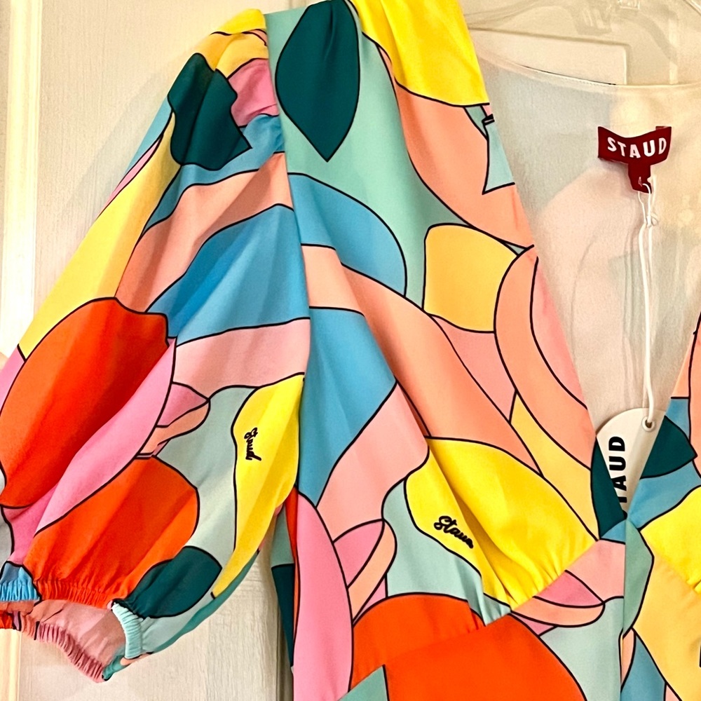 πΊπHPππΊ NWT Staud Milla Mini Dress Citrus Kaleidoscope - Picture 10 of 16